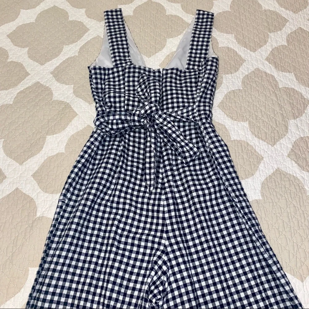 BANANA REPUBLIC Cotton / Linen Gingham Jumpsuit